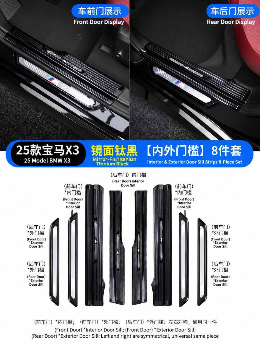BMW Carbon Fiber Door Sill Strip - Welcome Pedal Protection Kit