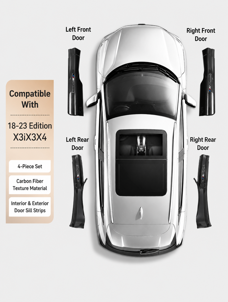 BMW Carbon Fiber Door Sill Strip - Welcome Pedal Protection Kit