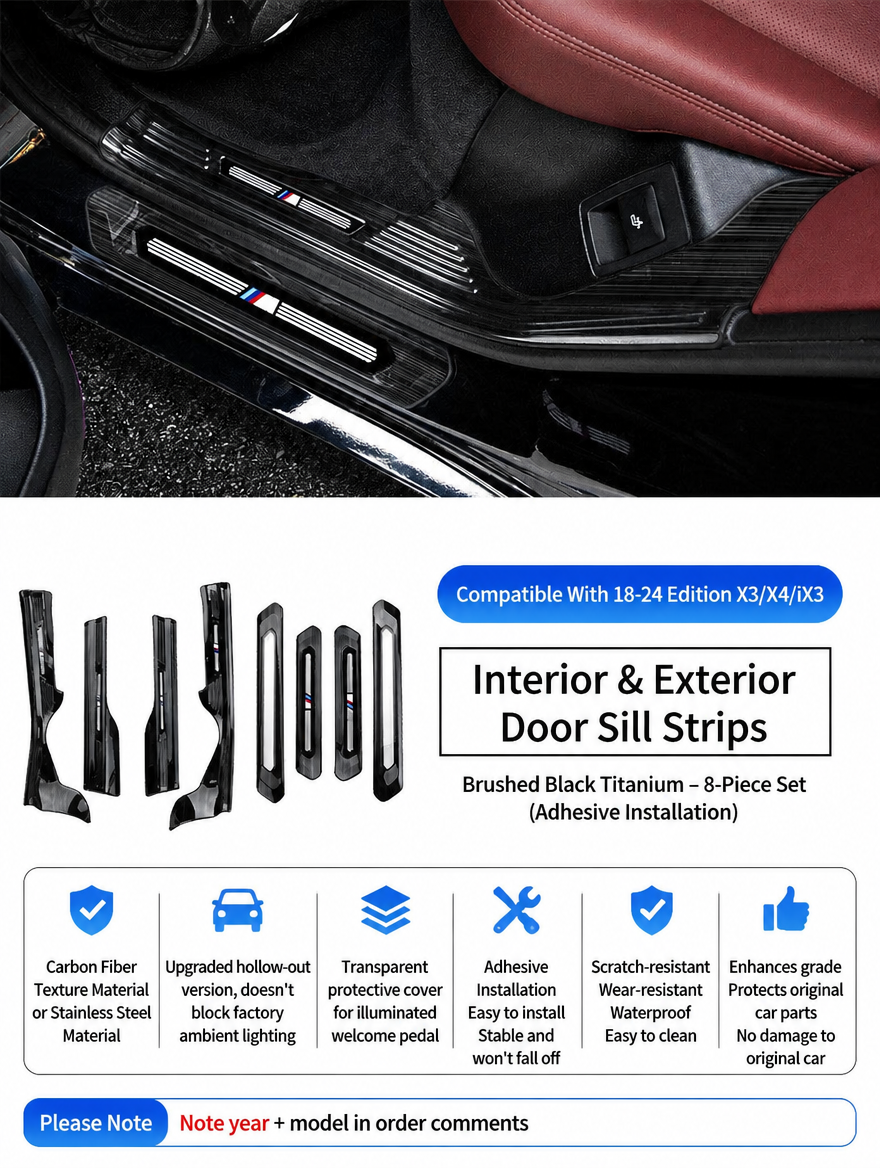 BMW Carbon Fiber Door Sill Strip - Welcome Pedal Protection Kit