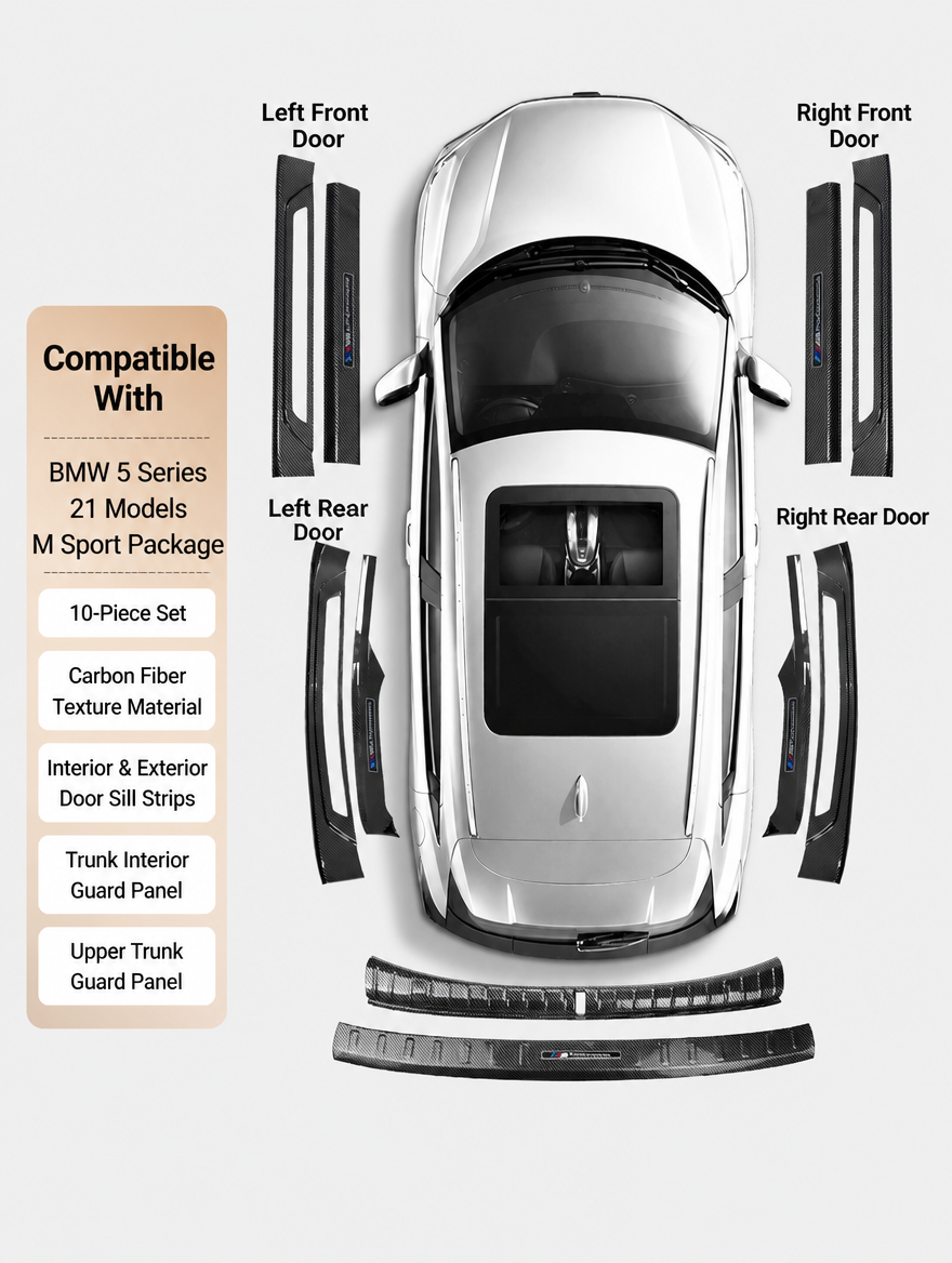 BMW Carbon Fiber Door Sill Strip - Welcome Pedal Protection Kit