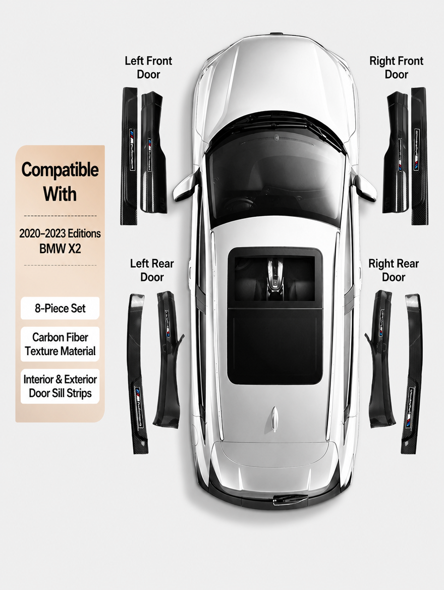 BMW Carbon Fiber Door Sill Strip - Welcome Pedal Protection Kit