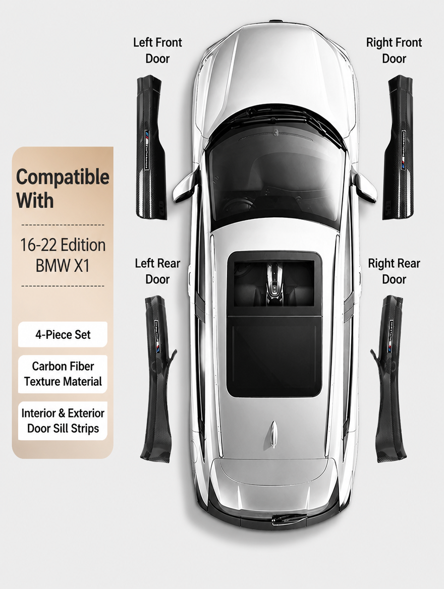 BMW Carbon Fiber Door Sill Strip - Welcome Pedal Protection Kit
