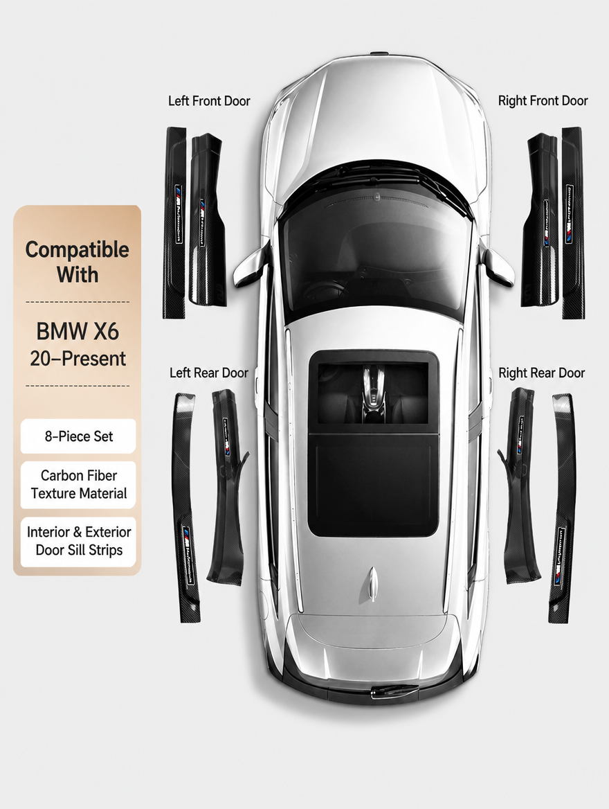 BMW Carbon Fiber Door Sill Strip - Welcome Pedal Protection Kit