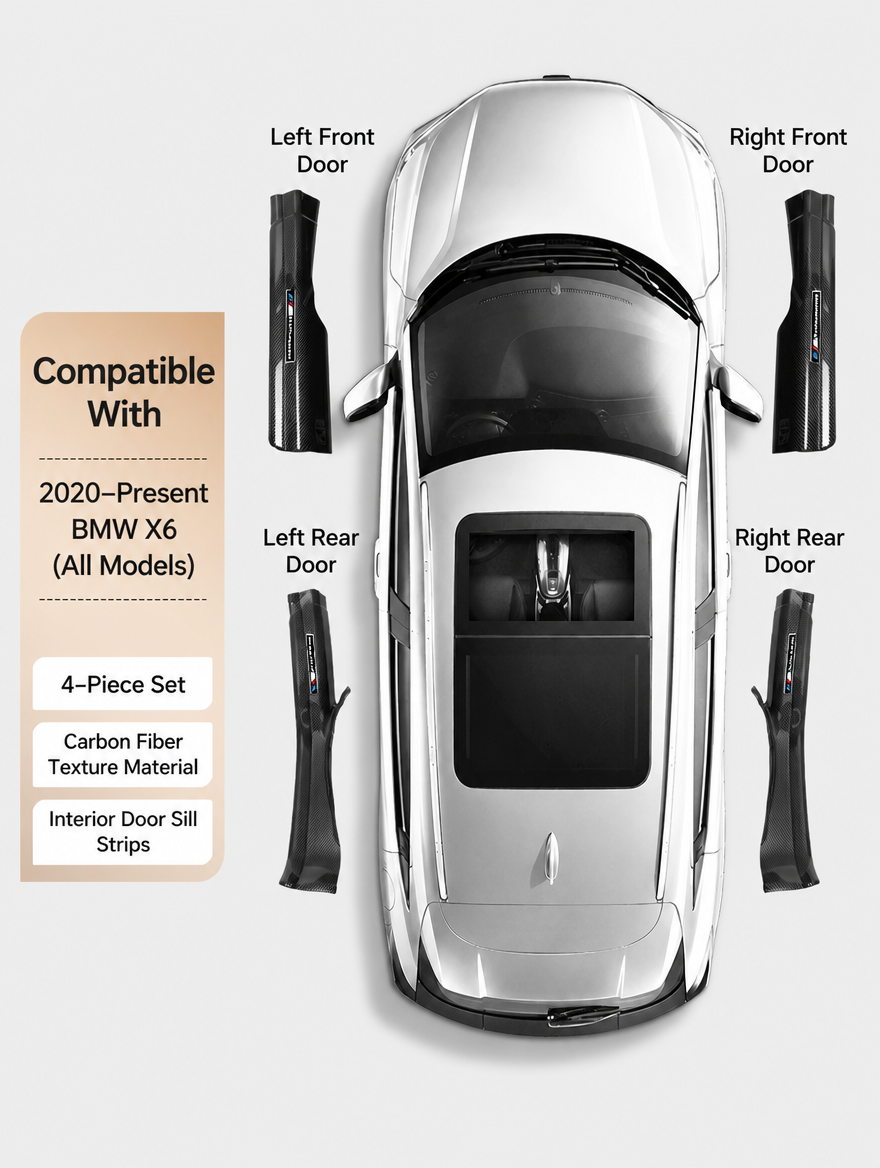 BMW Carbon Fiber Door Sill Strip - Welcome Pedal Protection Kit
