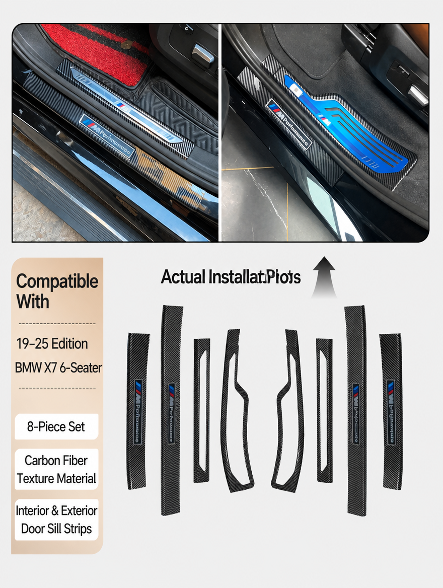 BMW Carbon Fiber Door Sill Strip - Welcome Pedal Protection Kit