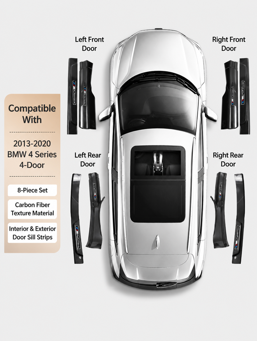 BMW Carbon Fiber Door Sill Strip - Welcome Pedal Protection Kit