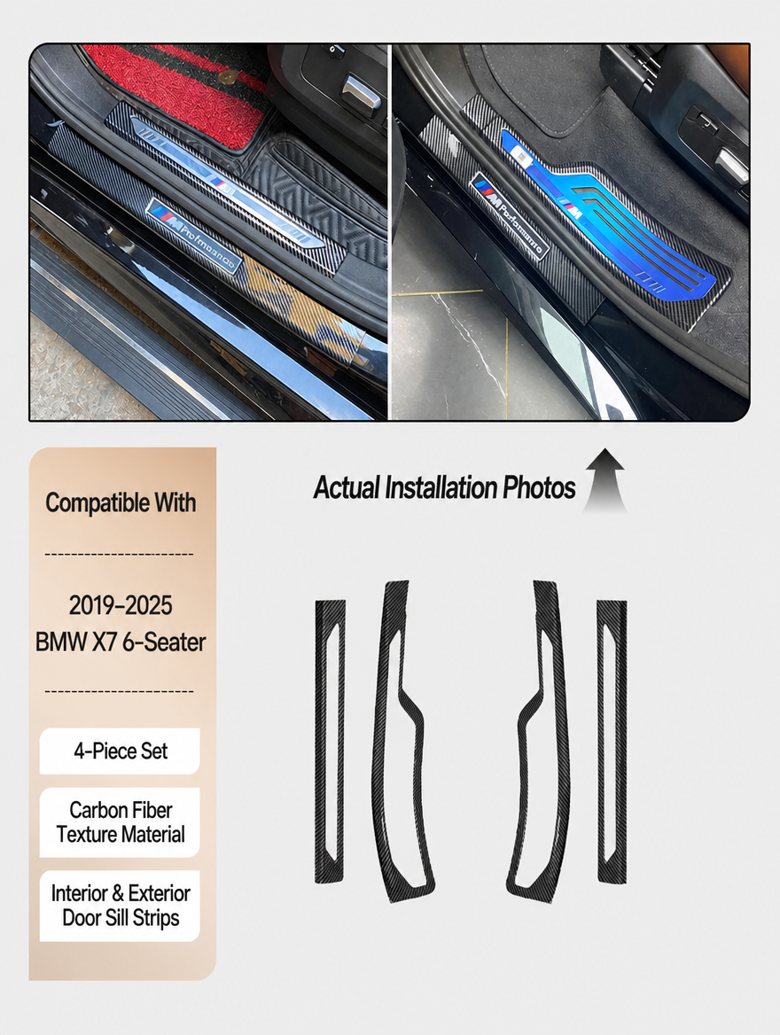 BMW Carbon Fiber Door Sill Strip - Welcome Pedal Protection Kit