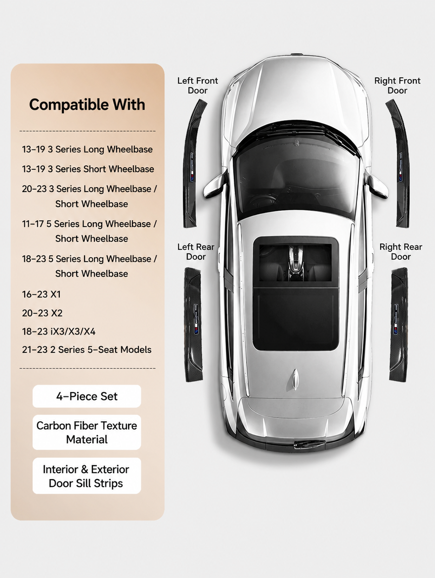 BMW Carbon Fiber Door Sill Strip - Welcome Pedal Protection Kit