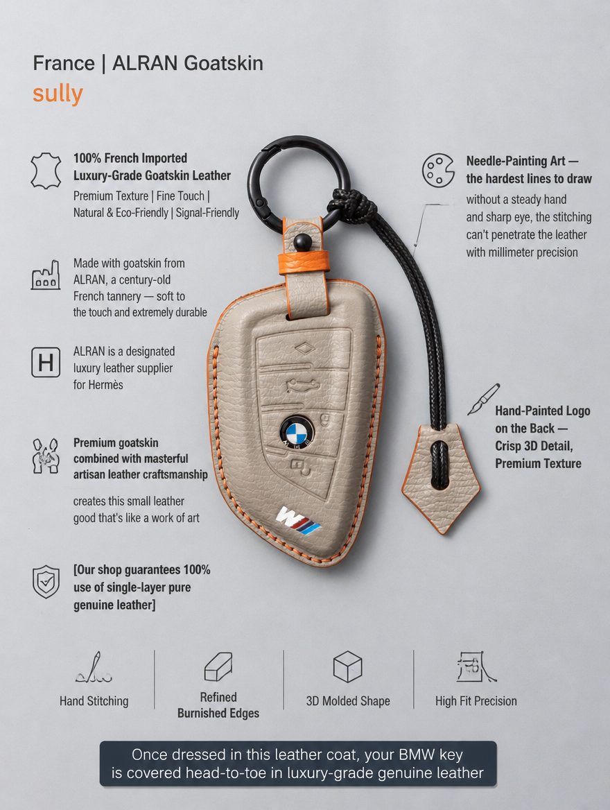 BMW Blade Key Leather Case - Sheepskin Cover with Buckle
