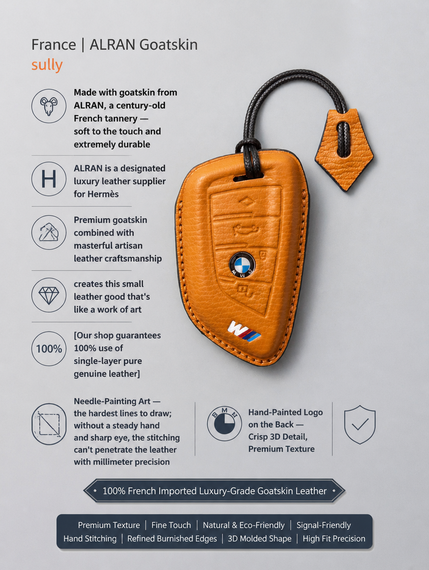 BMW Blade Key Leather Case - Sheepskin Cover with Buckle