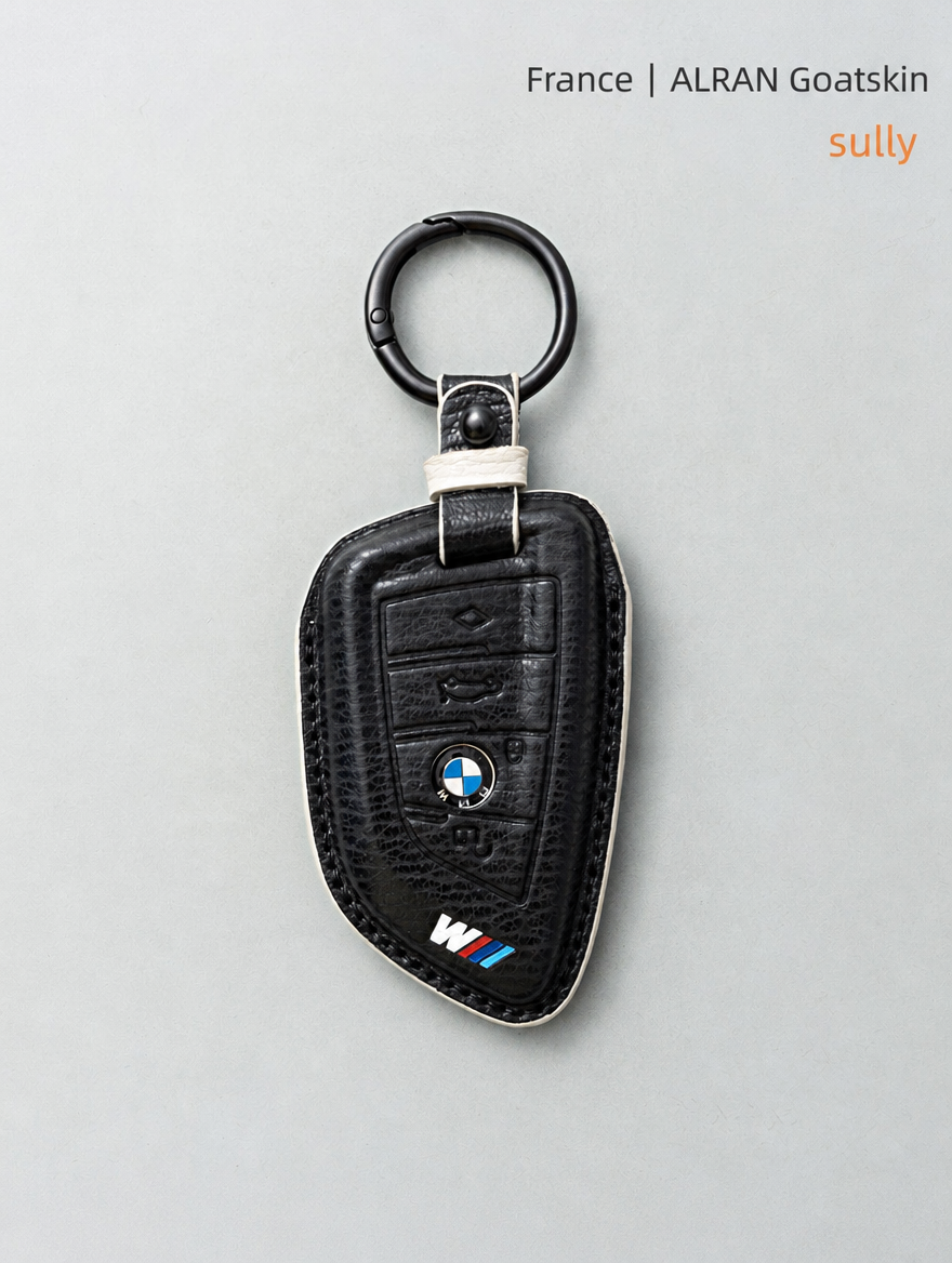 غطاء جلدي لمفتاح BMW الشفرة - غطاء من جلد الغنم مع إبزيم