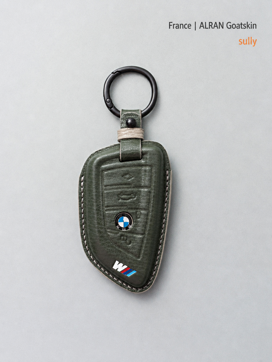 غطاء جلدي لمفتاح BMW الشفرة - غطاء من جلد الغنم مع إبزيم