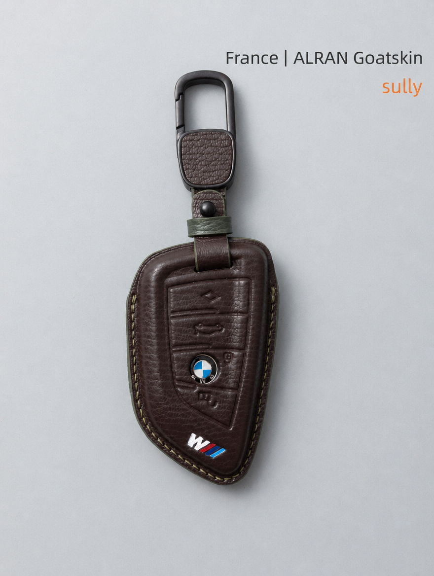 غطاء جلدي لمفتاح BMW الشفرة - غطاء من جلد الغنم مع إبزيم