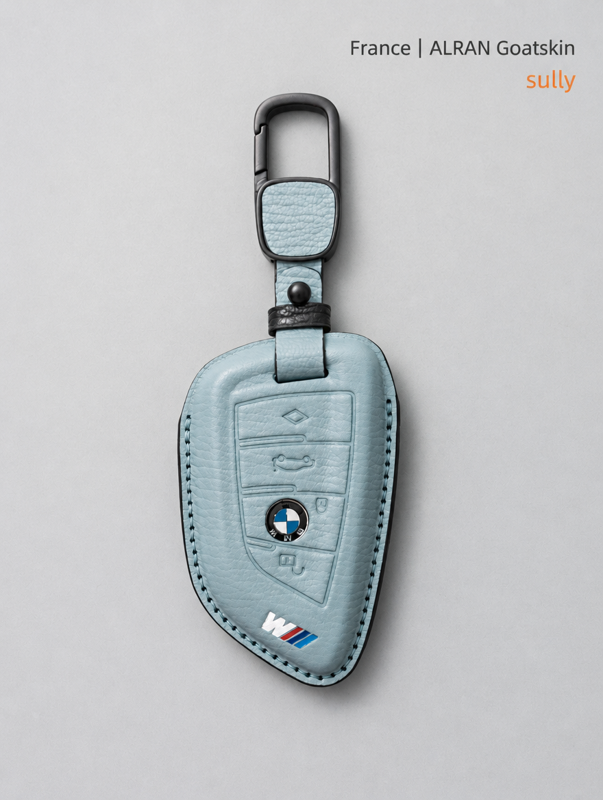 غطاء جلدي لمفتاح BMW الشفرة - غطاء من جلد الغنم مع إبزيم