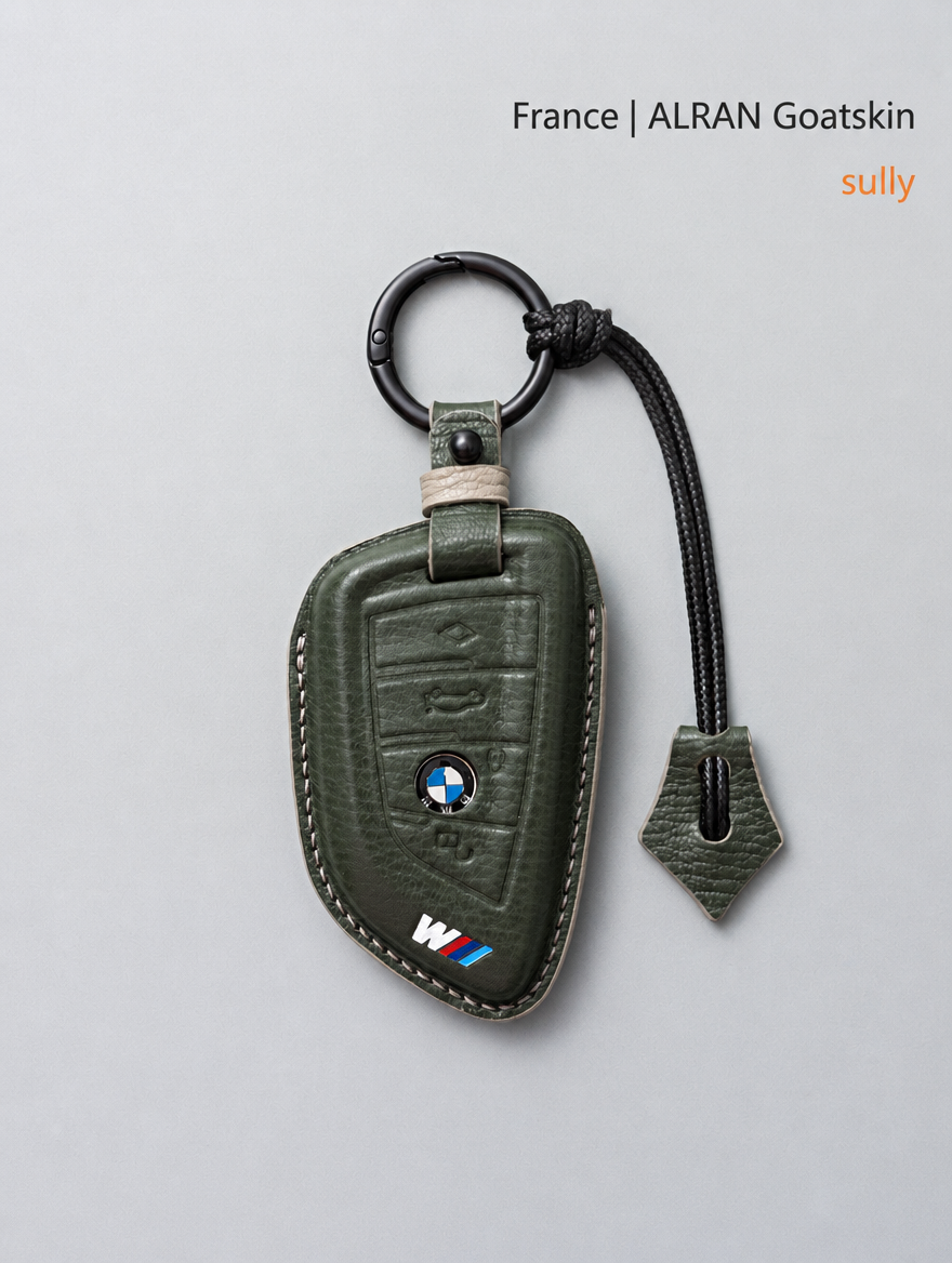 غطاء جلدي لمفتاح BMW الشفرة - غطاء من جلد الغنم مع إبزيم