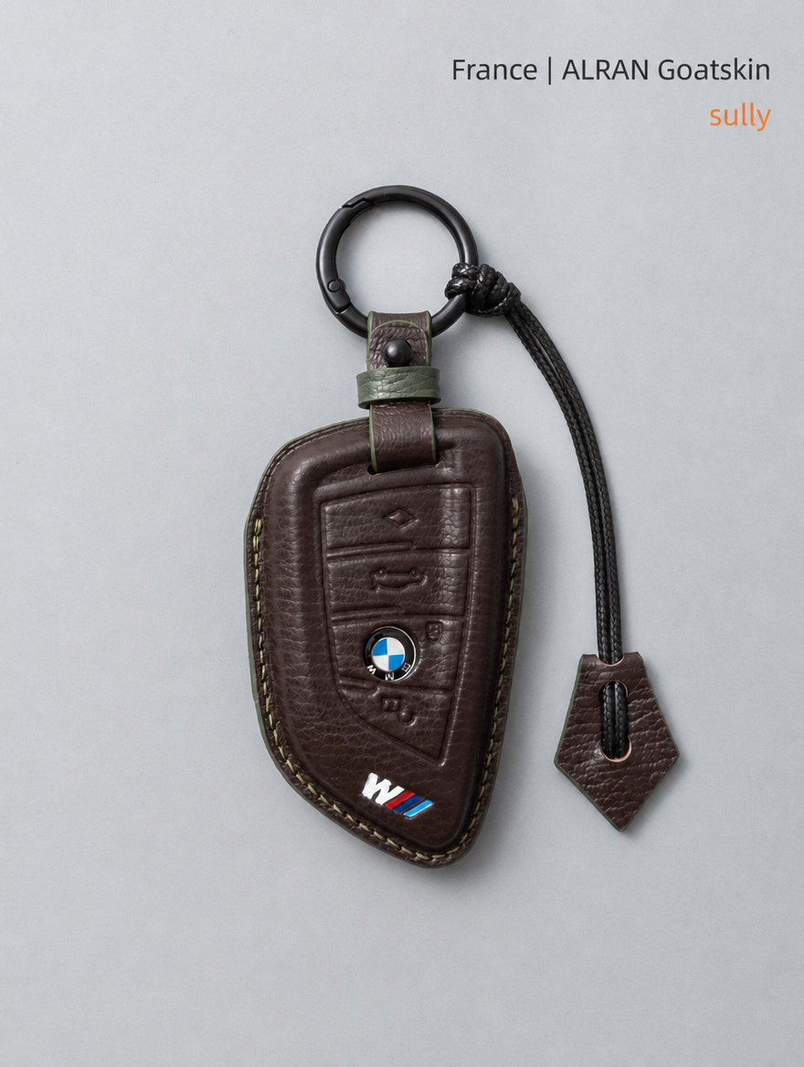 غطاء جلدي لمفتاح BMW الشفرة - غطاء من جلد الغنم مع إبزيم