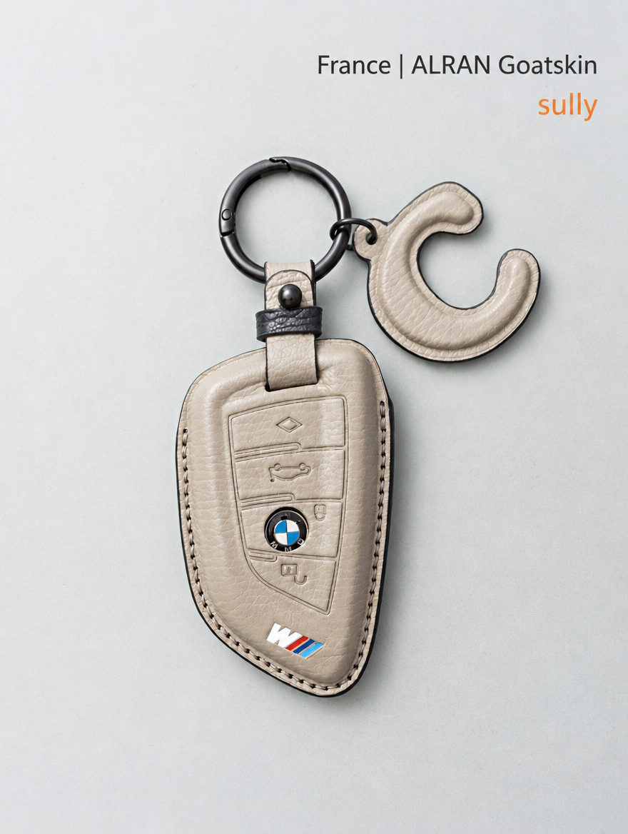 غطاء جلدي لمفتاح BMW الشفرة - غطاء من جلد الغنم مع إبزيم