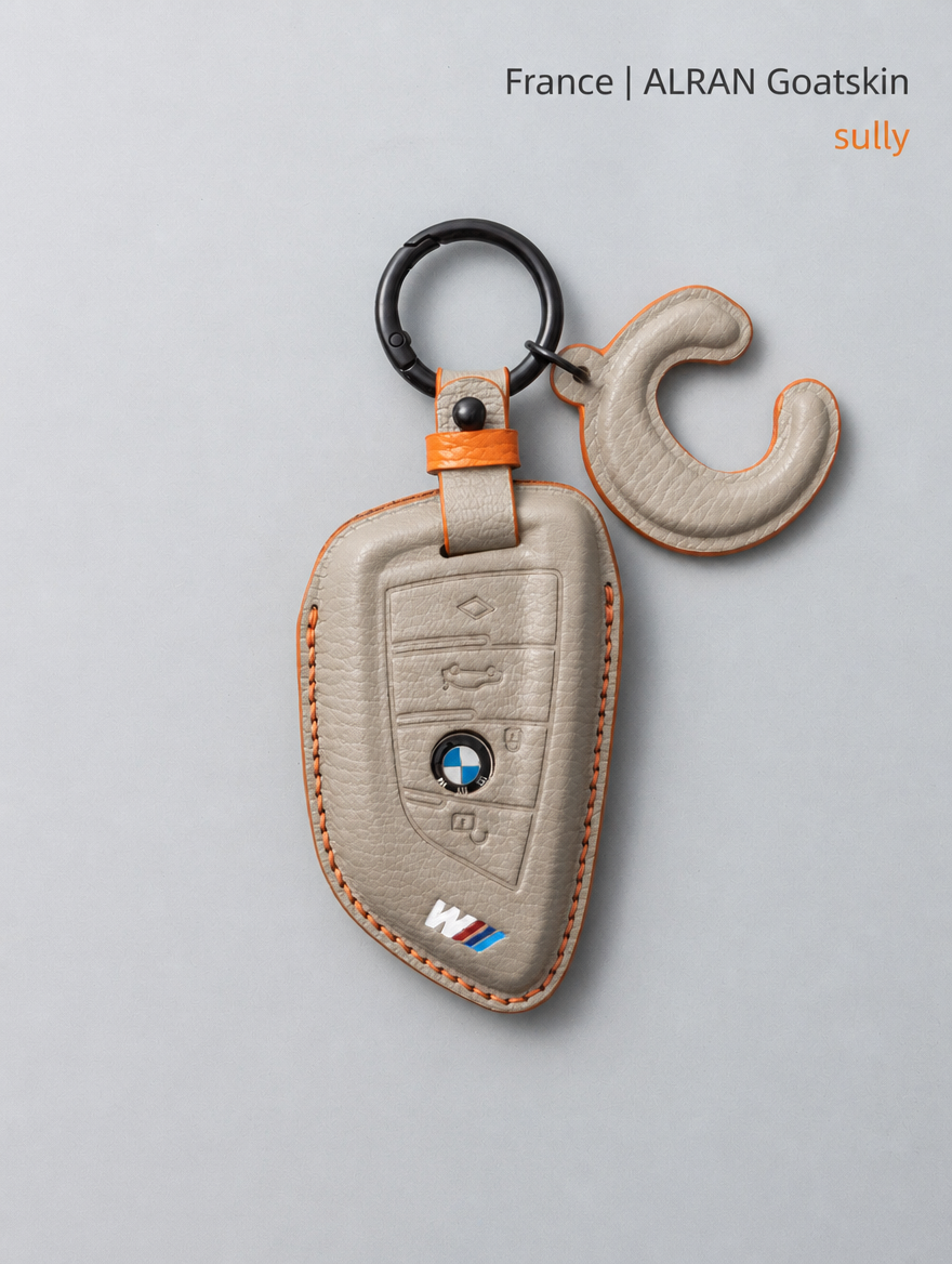 غطاء جلدي لمفتاح BMW الشفرة - غطاء من جلد الغنم مع إبزيم