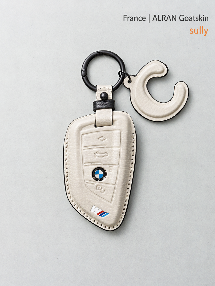 غطاء جلدي لمفتاح BMW الشفرة - غطاء من جلد الغنم مع إبزيم