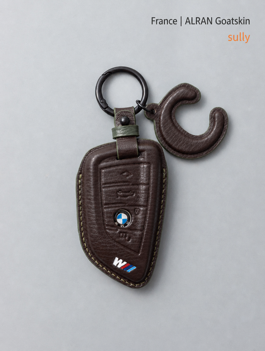 غطاء جلدي لمفتاح BMW الشفرة - غطاء من جلد الغنم مع إبزيم