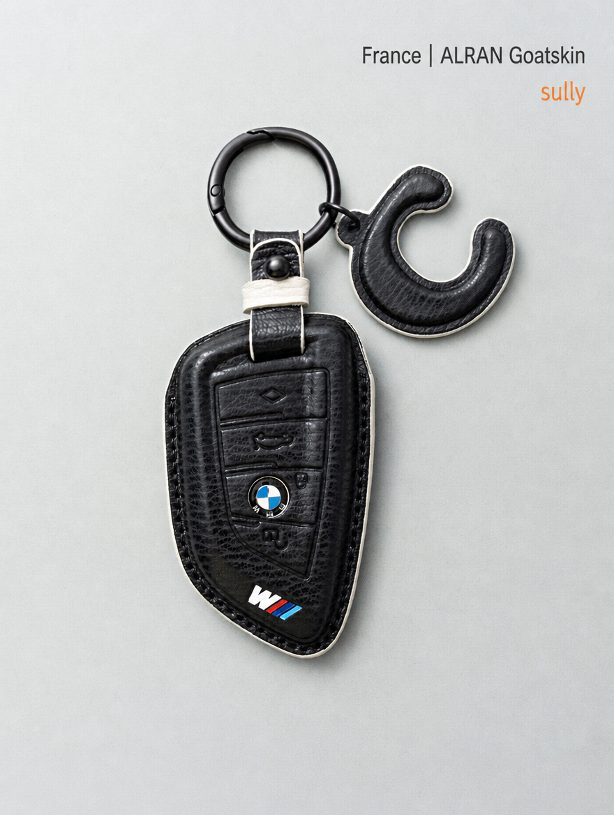 غطاء جلدي لمفتاح BMW الشفرة - غطاء من جلد الغنم مع إبزيم