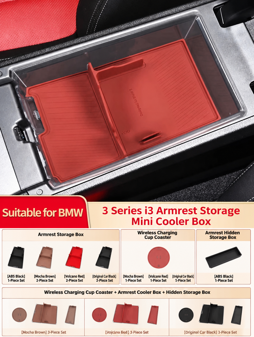 BMW 3 & 4 Series Armrest Storage Box & Wireless Charging Cup Coaster