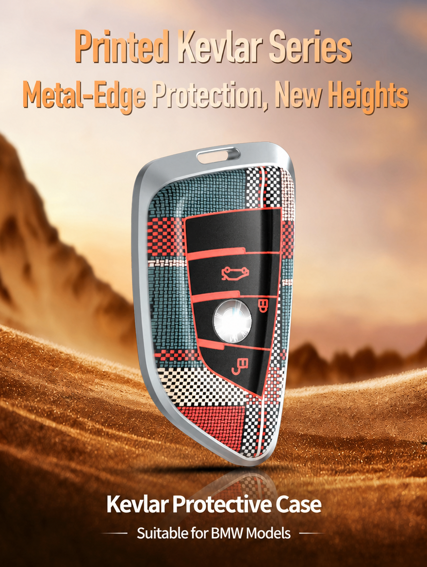 BMW Kevlar-Pattern Metal Key Fob Case