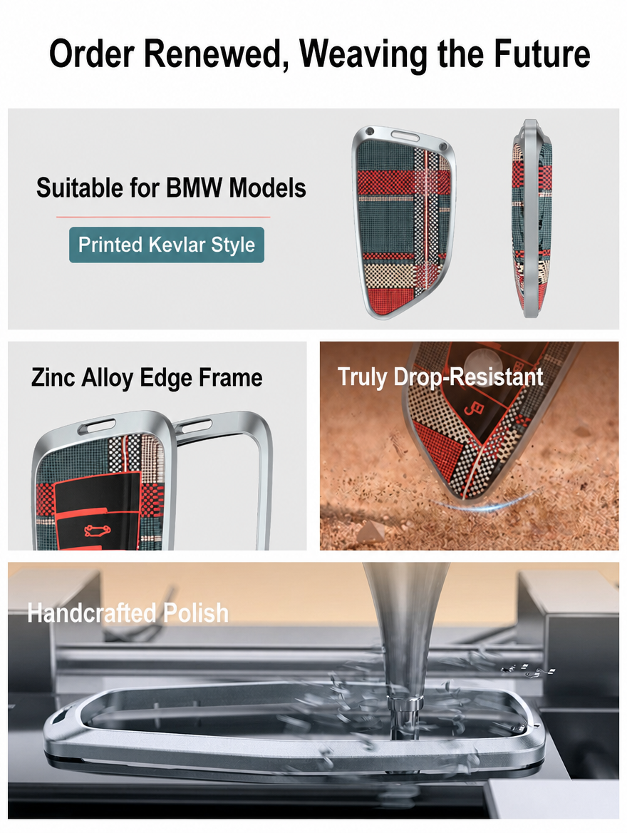 BMW Kevlar-Pattern Metal Key Fob Case