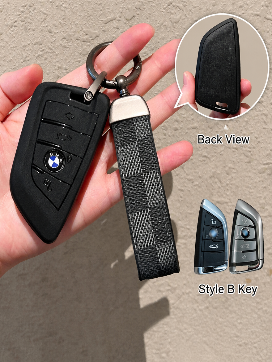 BMW Silicone Key Fob Case with Keychain