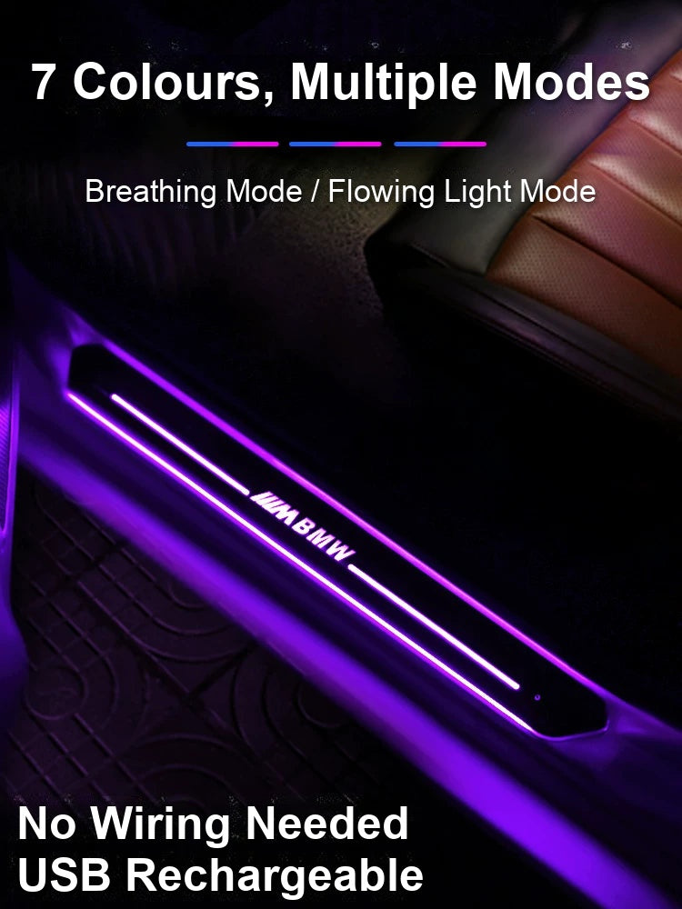 Wireless LED door sill light with 7 colours and multiple light modes