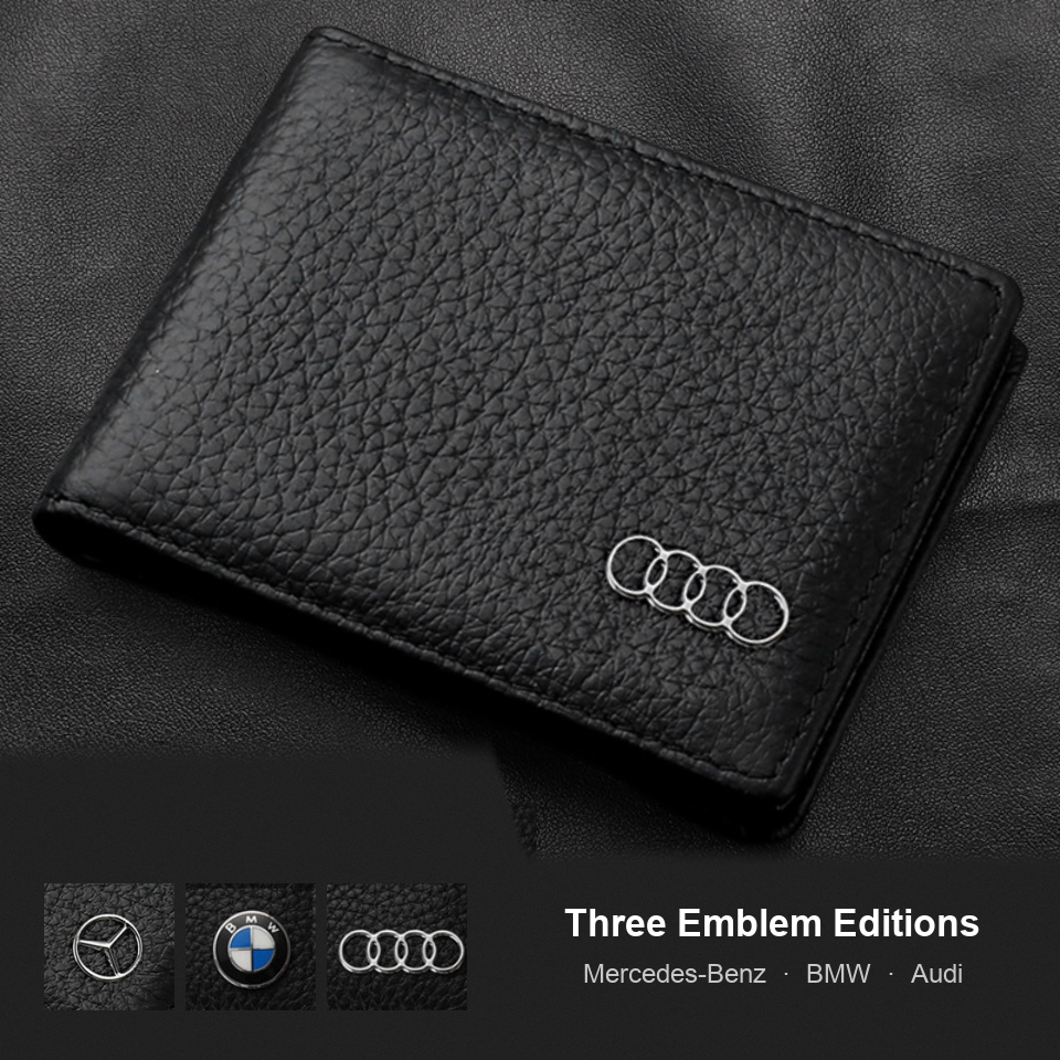 Leather driving licence and card holder with Audi emblem, available in Mercedes-Benz, BMW and Audi editions