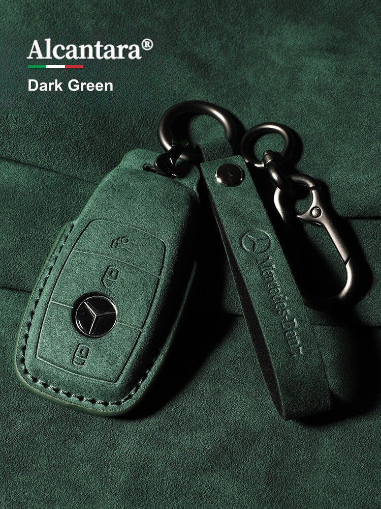 Mercedes-Benz Alcantara suede key case in Dark Green with pendant strap