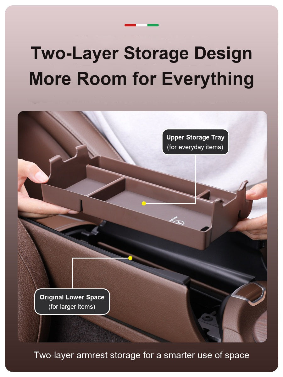 Two-layer armrest storage design