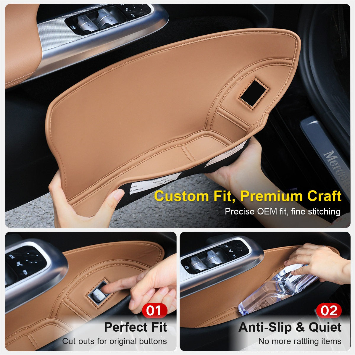 Mercedes door storage pockets custom fit