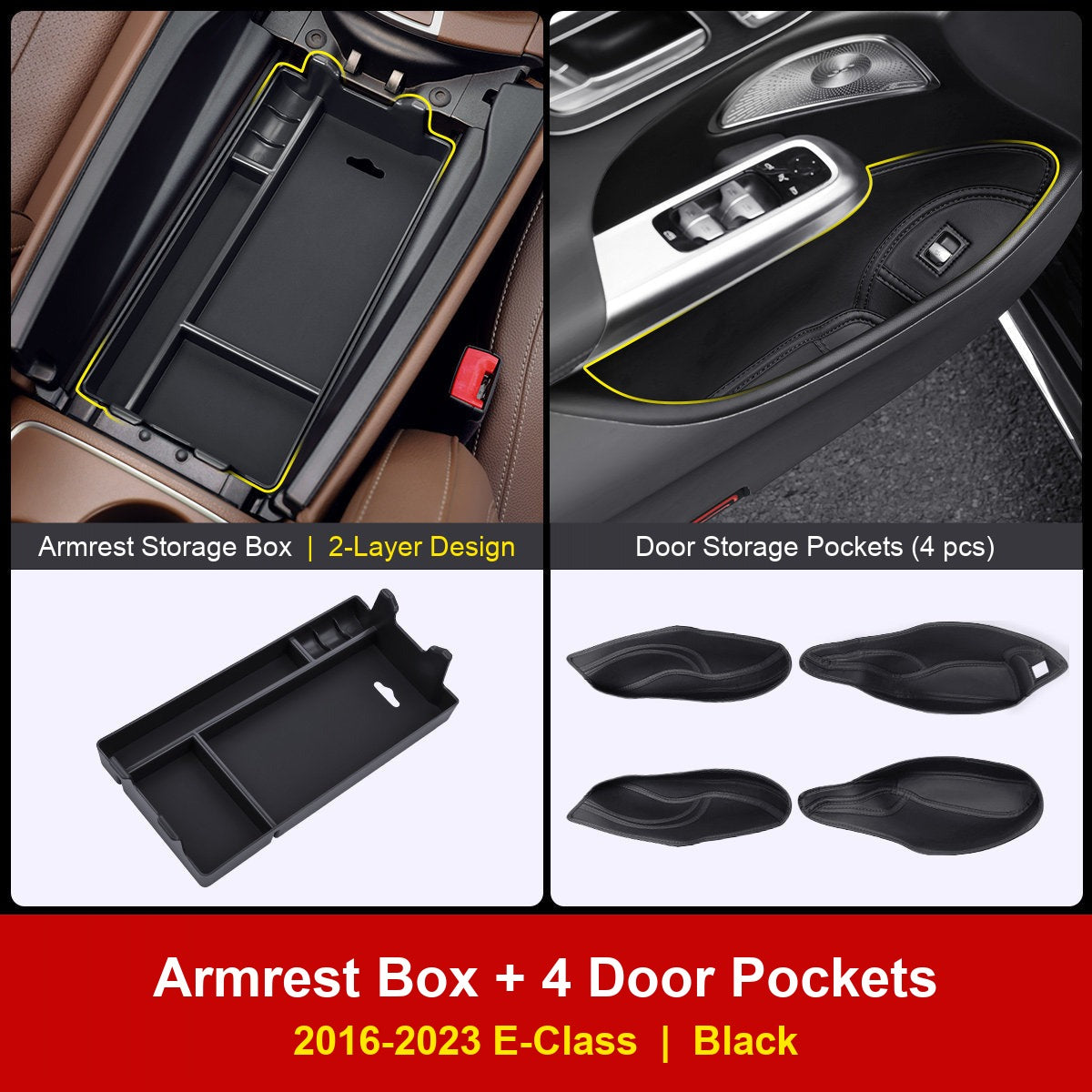 Mercedes-Benz armrest storage box with door pockets