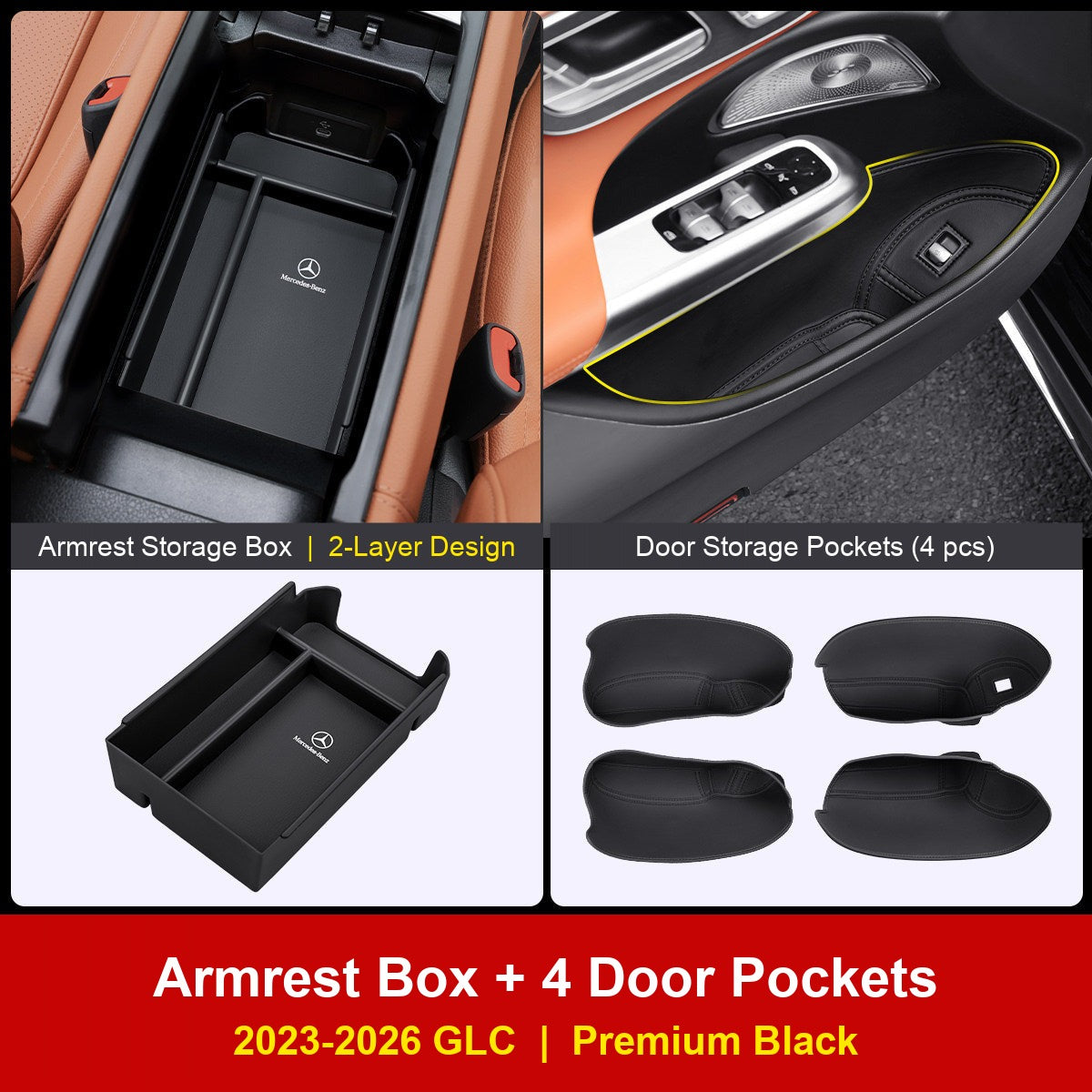Mercedes-Benz armrest storage box with door pockets