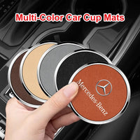 Mercedes-Benz Chrome Halo Leather Cup Mats – Anti-Slip Luxury Cabin Edition