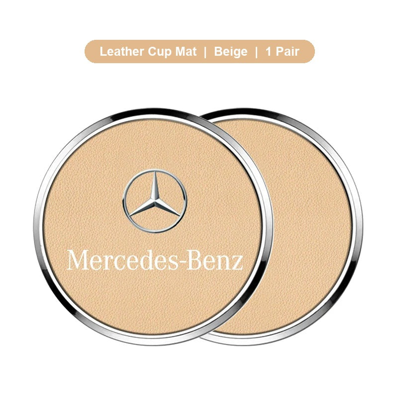 Mercedes-Benz leather cup mats Beige pair