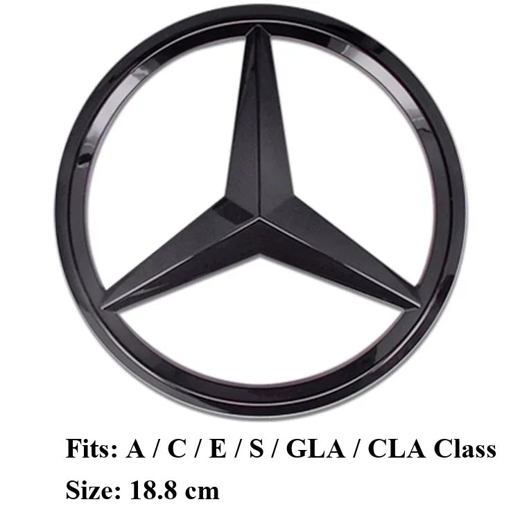 Mercedes-Benz front star emblem cover Gloss Black 18.8 cm