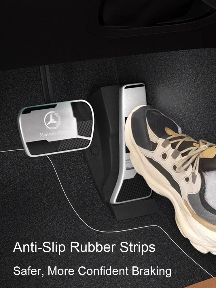 Anti-slip rubber strips on Mercedes-Benz brake and accelerator pedals