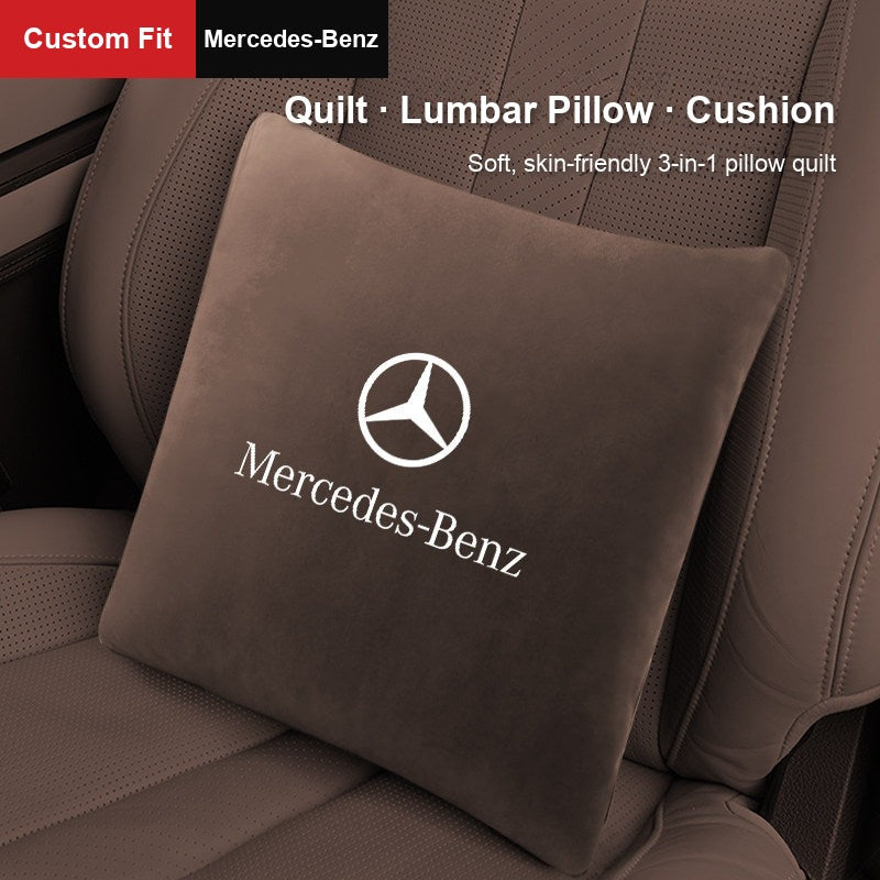 Mercedes-Benz pillow quilt in car