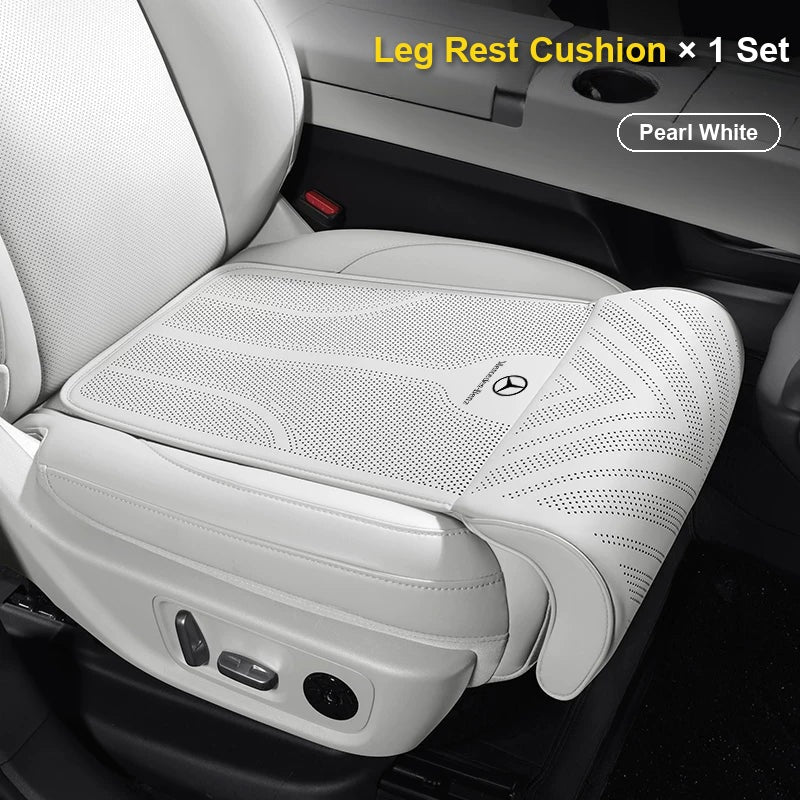 Mercedes-Benz logo seat cushion with leg rest – Pearl White, 1 set