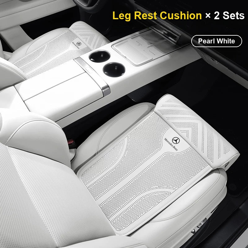 Mercedes-Benz logo seat cushion with leg rest – Pearl White, 2 sets