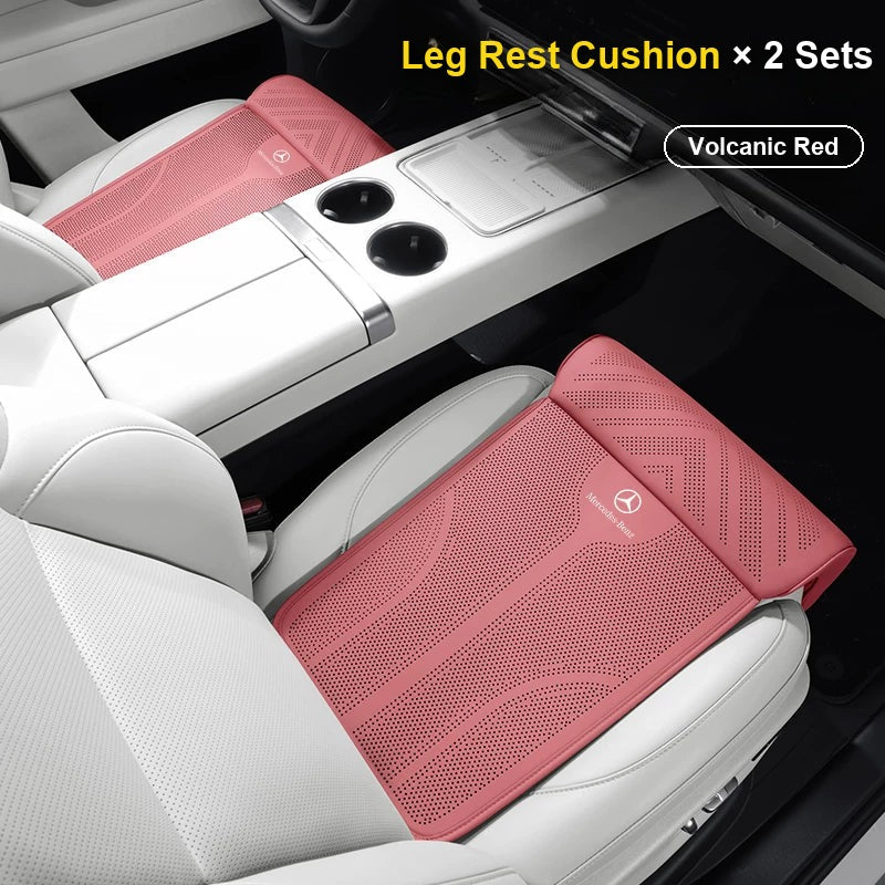 Mercedes-Benz logo seat cushion with leg rest – Volcanic Red, 2 sets