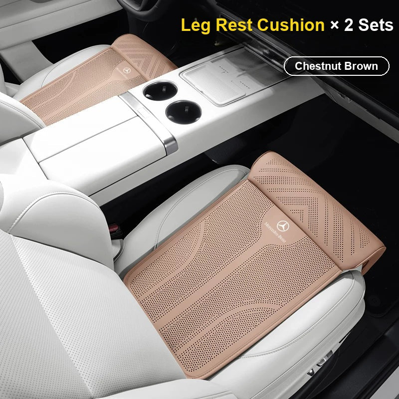 Mercedes-Benz logo seat cushion with leg rest – Chestnut Brown, 2 sets