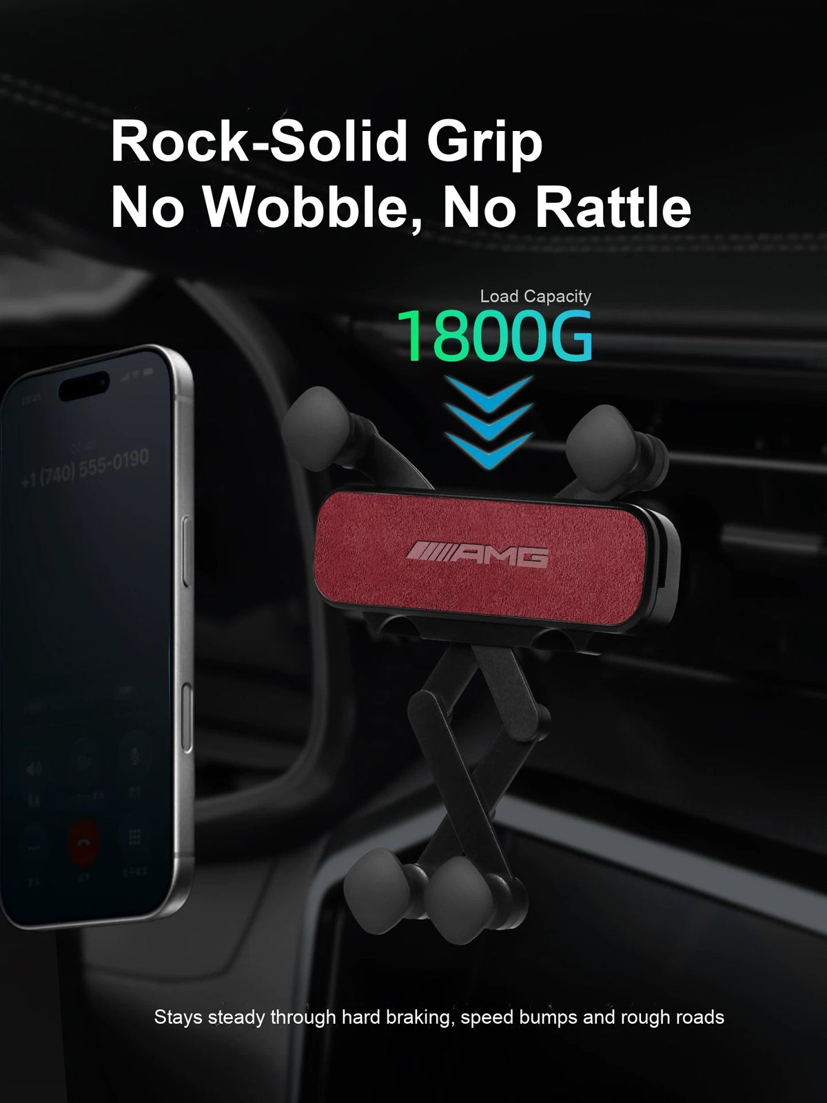 Stable Mercedes suede phone holder, 1800 g load capacity
