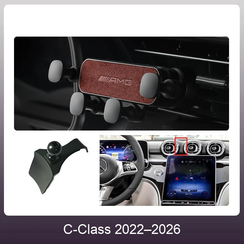 Mercedes suede phone holder Wine Red – C-Class 2022–2026