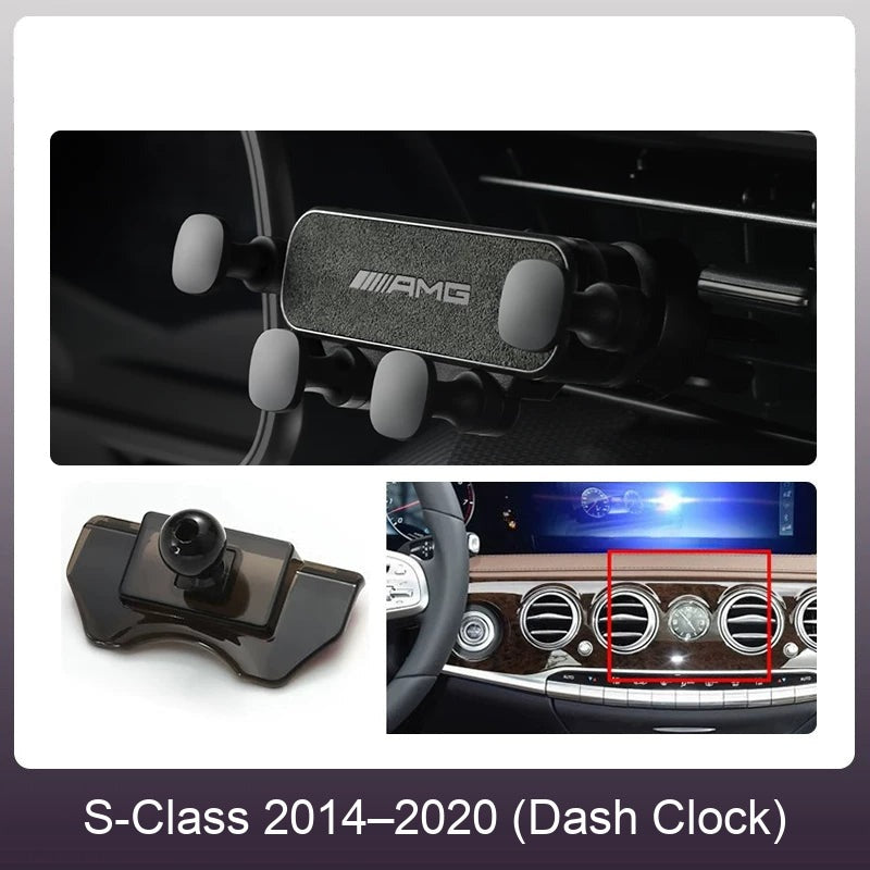 Mercedes suede phone holder Carbon Gray – S-Class 2014–2020 (Dash Clock)