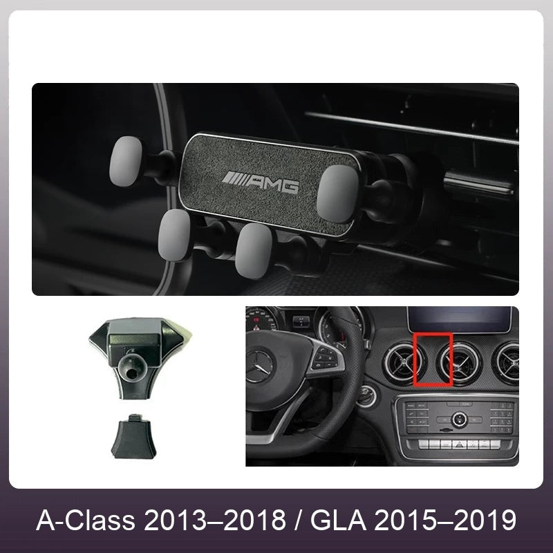 Mercedes suede phone holder Carbon Gray – A-Class 2013–2018 / GLA 2015–2019