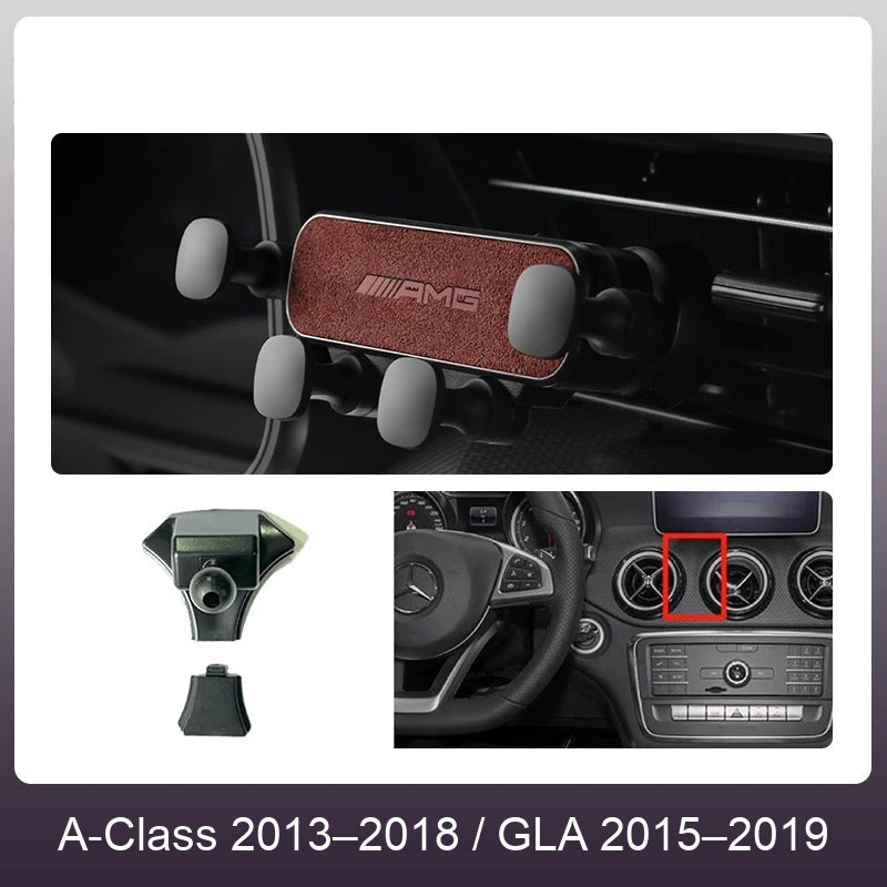 Mercedes suede phone holder Wine Red – A-Class 2013–2018 / GLA 2015–2019